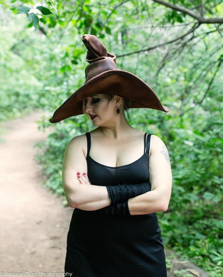 Extra Large Brown Leather Witch Hat