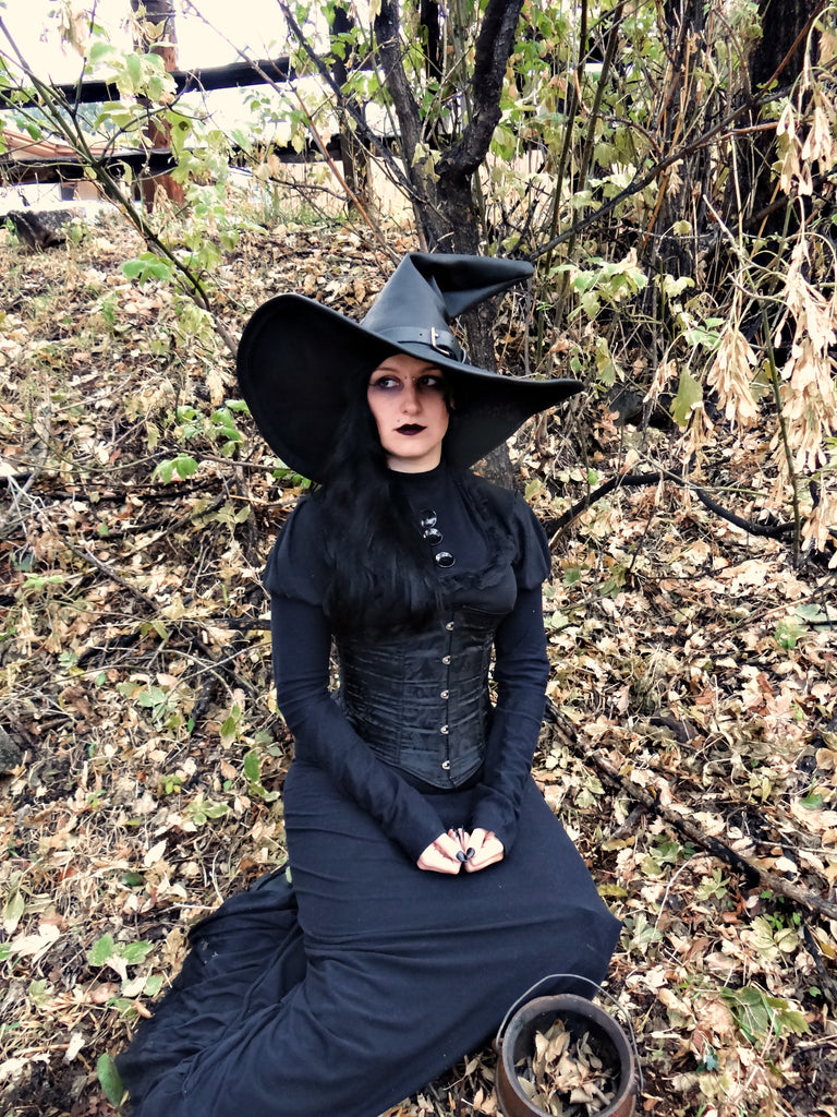 Extra Large Black Leather Witch Hat